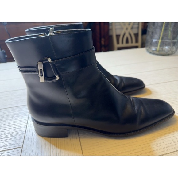 Talbots Women's Black Leather Flat Ankle Boot Shoes W Zip & Buckle 9.5 B Classic - Picture 6 of 10